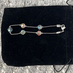Vintage Swarovski Silver Bracelet with Crystal Beads